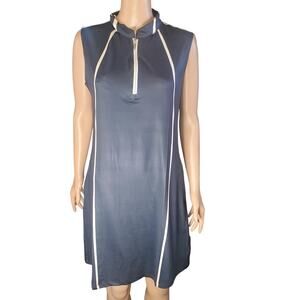 AceGolfs Sleeveless Golf Dress Navy Zip Front Pockets Athletic UPF 50 NEW Preppy